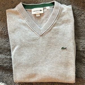 Lacoste men’s v neck sweater light gray